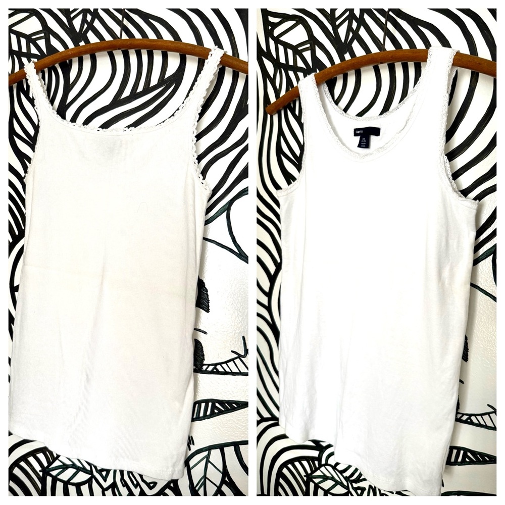 GAP 2pc White Lace Trim Tank Tops Girls XXL